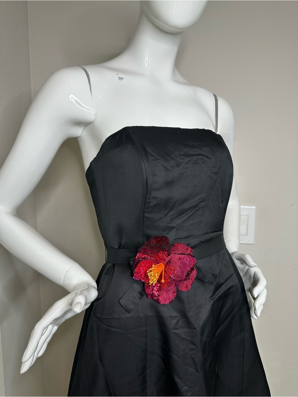 Banana Republic Black Silk Strapless A-Line Dress Women Size 4 S Cocktail Party